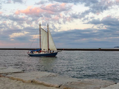 Sailing the Lotus into Sodus Bay <i>- by Cathy Contant</i>